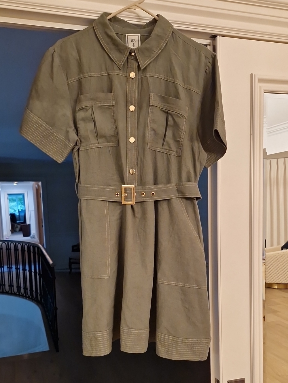 LEA Olive Utility Shirt Dress with Belt